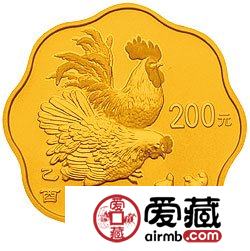 2005中国乙酉鸡年金银币1/2盎司梅花形金币