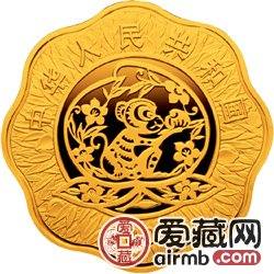 2004中國甲申猴年金銀幣1/2盎司梅花形金幣