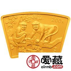 2004中国甲申猴年金银币1/2盎司扇形金币