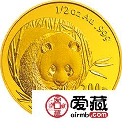 2003版熊猫贵金属纪念币1/2盎司金币