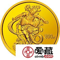 中国石窟艺术敦煌金银币1/2盎司唐代长鼓舞图金币