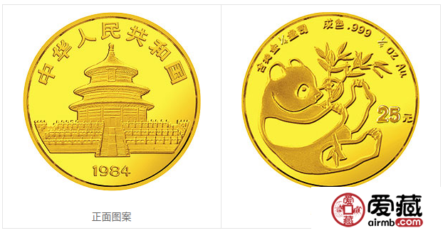 1984版熊猫金银铜纪念币1/4盎司圆形金质纪念币