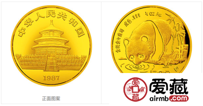 1987版熊猫金铂纪念币1/2盎司圆形金质纪念币