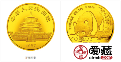 1987版熊猫金铂纪念币1/4盎司圆形金质纪念币