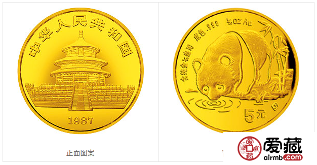 1987版熊猫金铂纪念币1/20盎司圆形金质纪念币
