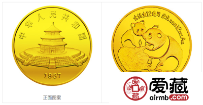1987版熊猫金铂纪念币12盎司圆形金质纪念币