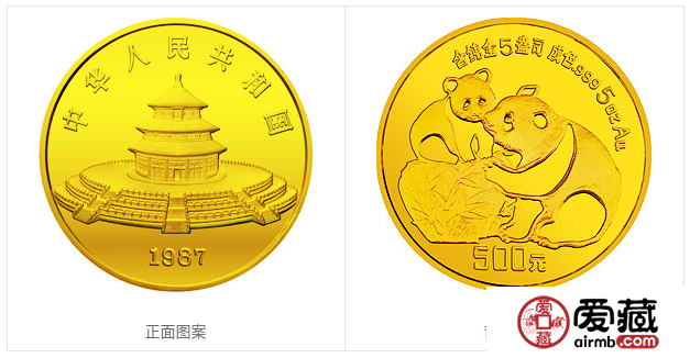 1987版熊猫金铂纪念币5盎司圆形金质纪念币