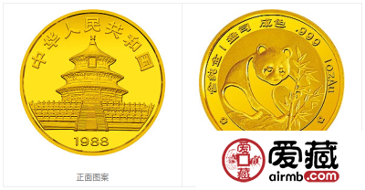 1988版熊猫金银铂纪念币1盎司圆形金质纪念币