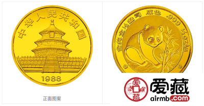 1988版熊猫金银铂纪念币1/2盎司圆形金质纪念币