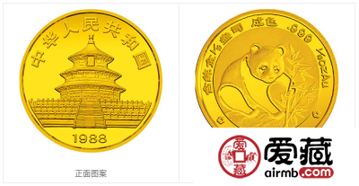  1988版熊猫金银铂纪念币1/10盎司圆形金质纪念币