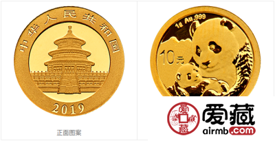2019版熊猫金银纪念币1克圆形金质纪念币