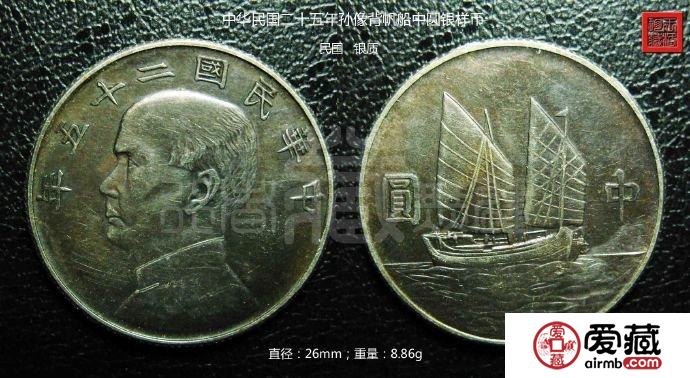 民国二十五年孙像帆船中圆银元图文鉴赏