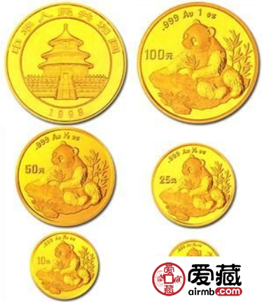 1998年熊猫金币套装投价值高，升值前景备受期待