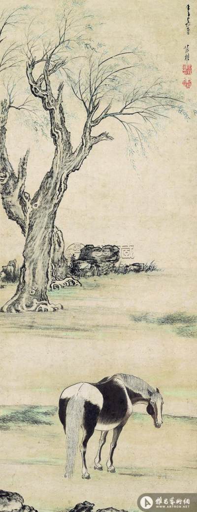 张穆《柳坡憩马图》