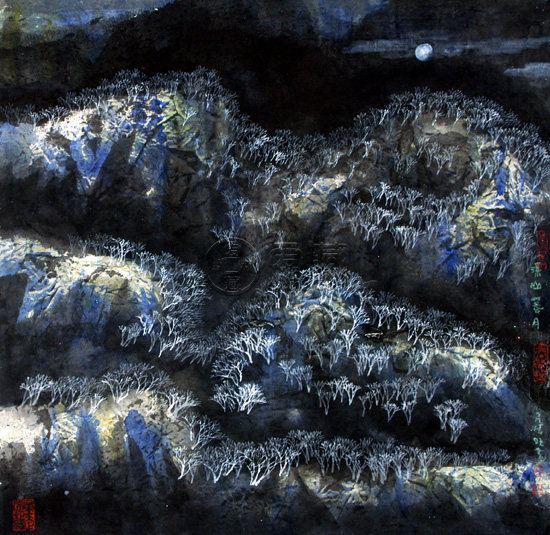 深山暮月69×69cm