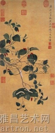 春蚕食叶图  [明]文俶  纸本  78.5 × 32.cm  台北故宫博物院藏