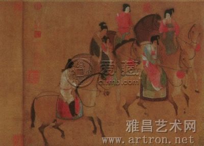 [唐]  张萱  虢国夫人游春图(局部)  卷 51.8×148cm  绢本设色  辽宁省博物馆藏