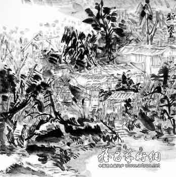 段新明 《祥云浮紫阁（国画）》