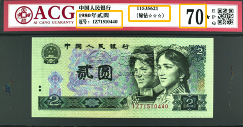 1980年貳圓值多少錢 一張以5666元高價成交