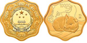 2019年猪年生肖金银币1公斤梅花形金币价格以及图片