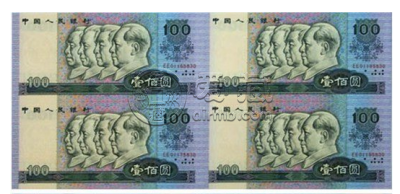 80版100元四连体钞价格 80年100元四连体价格翻涨