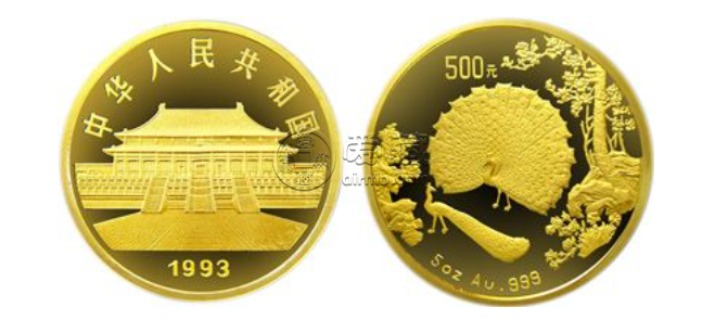 1993年孔雀開屏5盎司金幣     93年孔雀開屏金銀幣回收價(jià)格