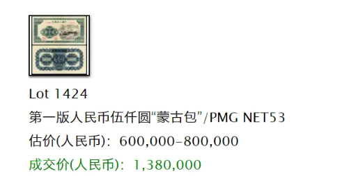 第一套人民币5000元蒙古包价格       1951年5千元蒙古包最新价格