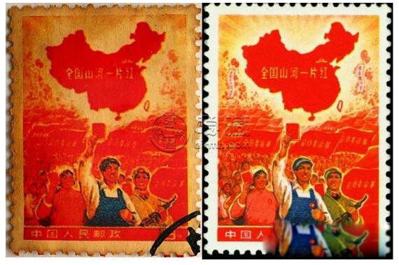 祖国山河一片红邮票图片与价格