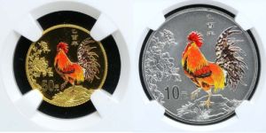 2005年鸡年生肖鸡彩色金银币价格  2005年鸡年生肖鸡彩色金银币最新价格