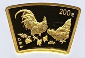 2005年生肖金银币扇形鸡金币价格    2005年生肖金银币扇形鸡金币值多少钱