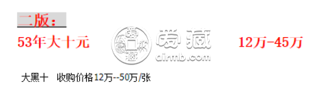大黑拾目前的市场价格   二版币大黑拾最新价格