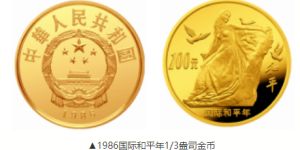 国际和平年金币价格   1986年国际和平年1/3盎司金币价格