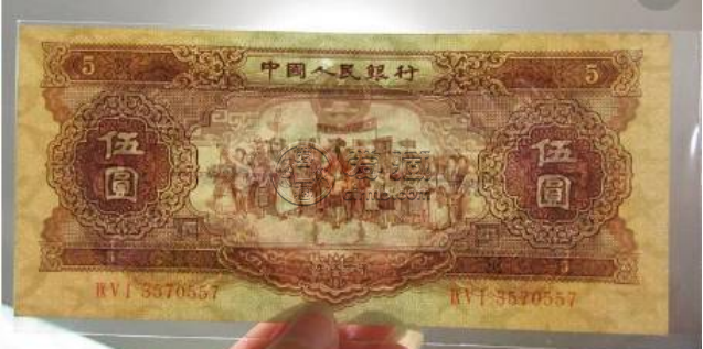 黄五元海鸥冠号  1956年5元纸币价格