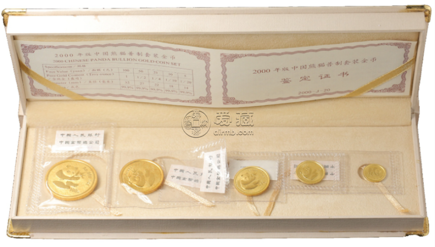 2000年熊猫金币回收价目表   2000年熊猫金币套装5枚最新价格