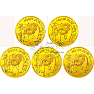 1986年熊猫金币5枚套装1986年金套猫价格