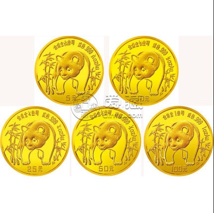 1986年熊猫金币5枚套装1986年金套猫价格