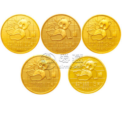 1989年熊猫金币5枚套装1989年金套猫价格
