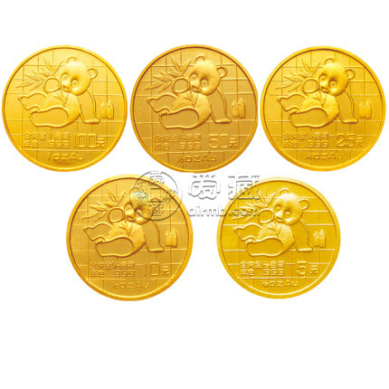1989年熊猫金币5枚套装1989年金套猫价格