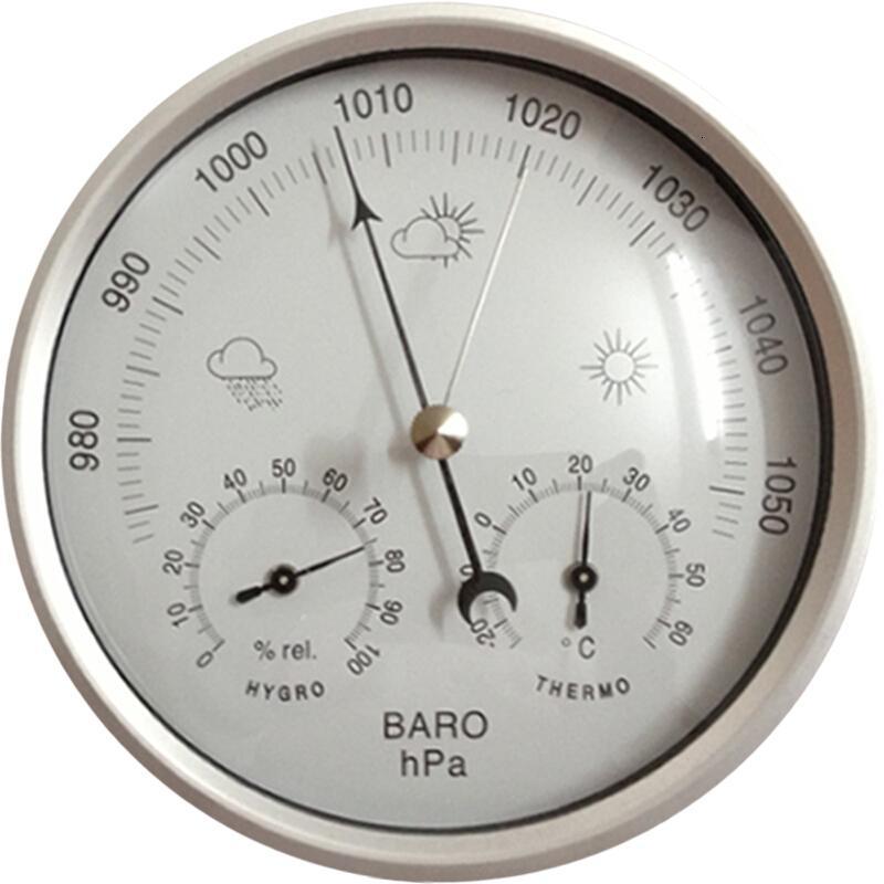 大氣壓表溫度濕度計氣壓計大氣壓力表家用溫度計天氣預報銀色三合一132mm