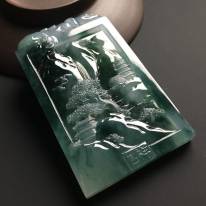 冰种飘花一品江山翡翠吊坠 尺寸72-42-7毫米