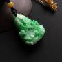 带色百财翡翠吊坠 尺寸38-24-11毫米