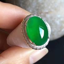 14.6-10.4-5寸老坑冰種 正陽綠色 緬甸天然翡翠戒指