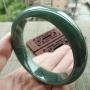 A货翡翠手镯 油青满绿正装手镯59mm