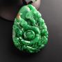 巧雕阳绿鸟语花香 翡翠吊坠 尺寸60-43-10毫米