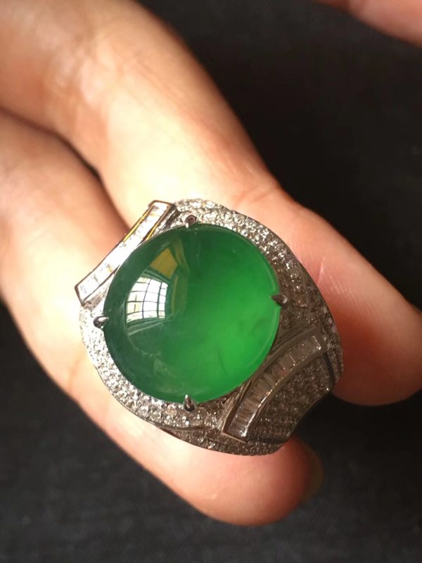 玻璃种深绿 缅甸天然翡翠戒指