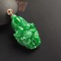 糯冰种满色阳绿翡翠吊坠 18K玫瑰金扣 尺寸42-24-12毫米