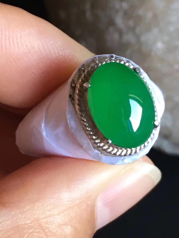 老坑冰种正阳绿色 翡翠戒指11.8-8.7-4.5mm图2