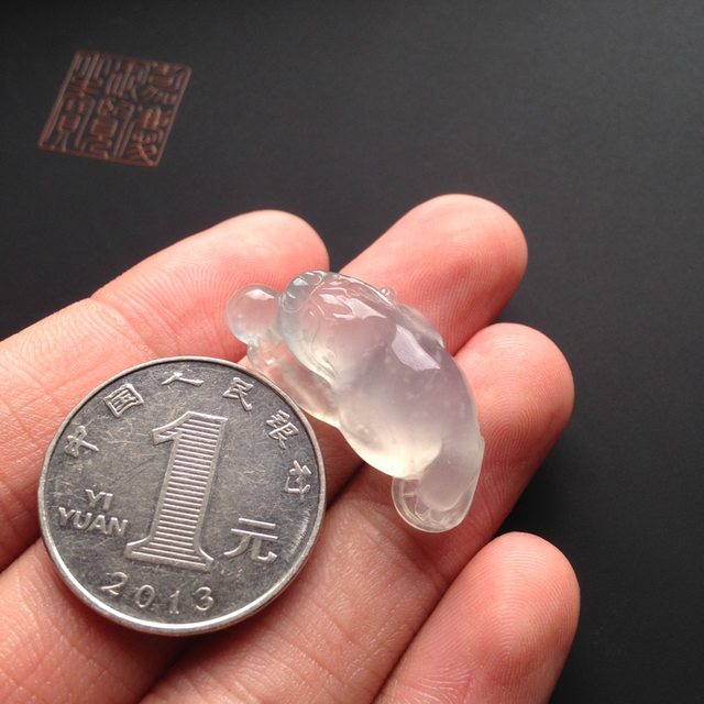 冰种荧光 貔貅翡翠挂件 尺寸29-14-7毫米图7