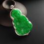冰糯种满色阳绿 翡翠挂件 尺寸裸石48-31-2.5毫米