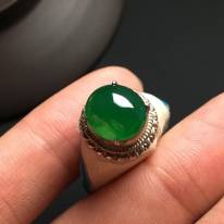 19-9.8-5寸冰種陽綠 緬甸天然翡翠戒指